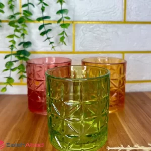 فروش عمده لیوان شیشه رنگی فلاور زنگان