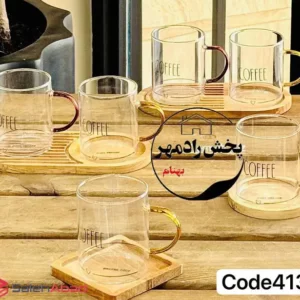 فروش عمده ماگ پیرکس دسته طلایی MADAME COCO