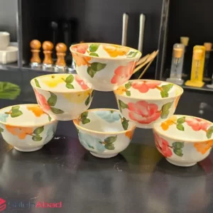 فروش عمده پیاله چینی گرد گلدار 6 عددی