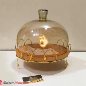 فروش عمده ظرف کیک خوری چوبی پایه فلزی
