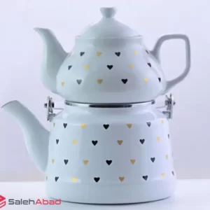 فروش عمده ست کتری قوری لعابی طرح قلبی