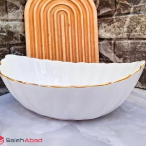 فروش عمده کشکول سرامیکی بیضی لب طلا