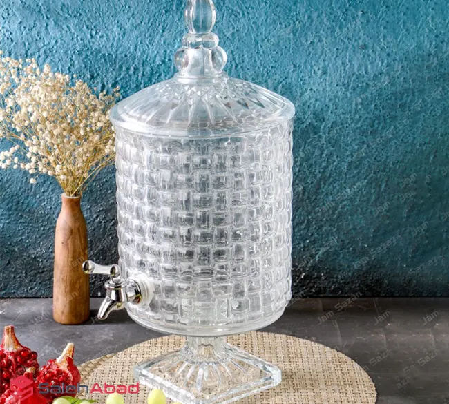 فروش عمده کلمن شیشه ای حصیری پایه دار