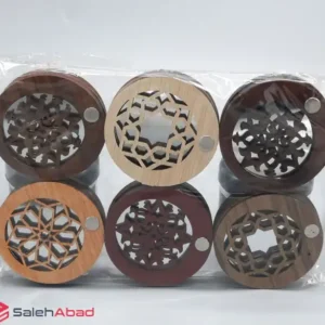 فروش عمده آینه جیبی چوبی گرد مشبک