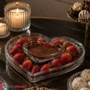 فروش عمده اردو خوری بلور طرح قلب دو خانه