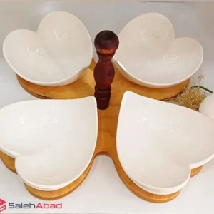 فروش عمده اردو خوری 4 پیاله قلبی زیر چوب