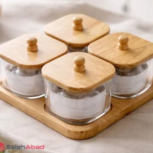 فروش عمده اردو خوری بلور زیر چوبی 4 خانه