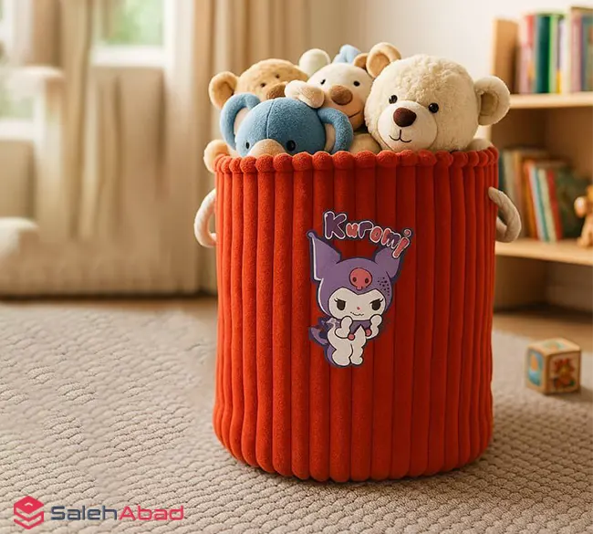 فروش عمده سبد رخت چرک مخملی طرح کرومی