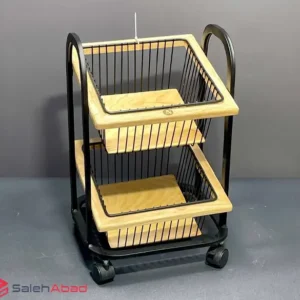فروش عمده جا پیازی چوبی فلزی مربع 2 طبقه