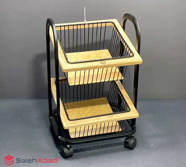 فروش عمده جا پیازی چوبی فلزی مربع 2 طبقه