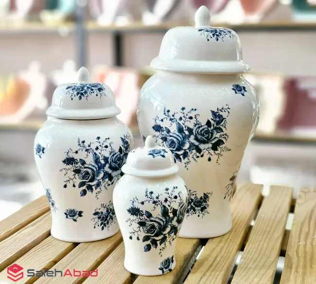 فروش عمده جینجر جار طرح گل آبی 3 سایز