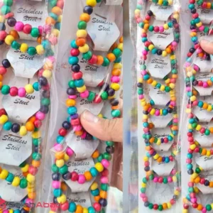 فروش عمده دستبند مهره ای چوبی دخترانه