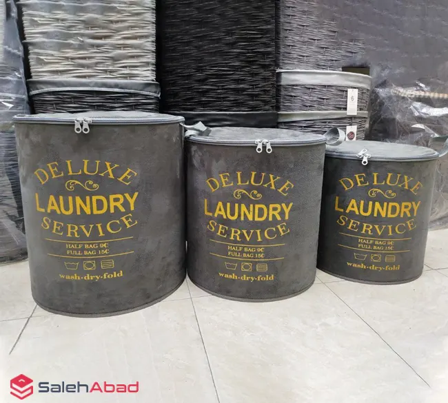 فروش عمده سبد رخت چرک طرح تکست 3 تکه