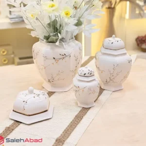 فروش عمده جینجر جار سرامیکی 3 تایی سفید
