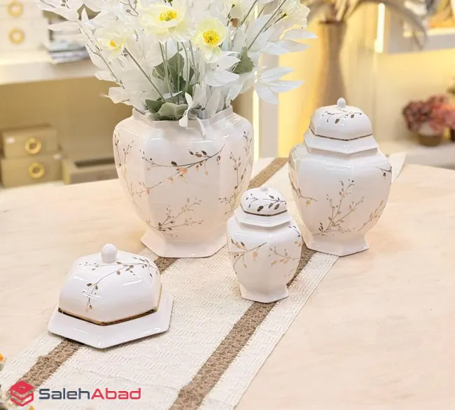فروش عمده جینجر جار سرامیکی 3 تایی سفید