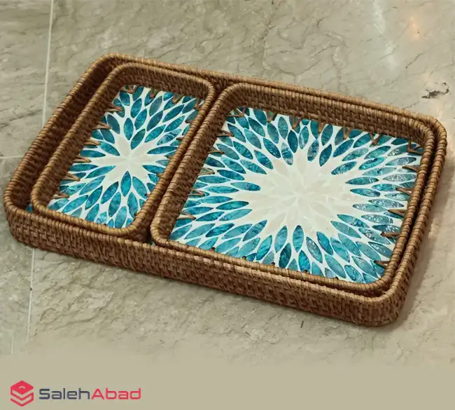فروش عمده سینی حصیری مستطیل 3 سایزی