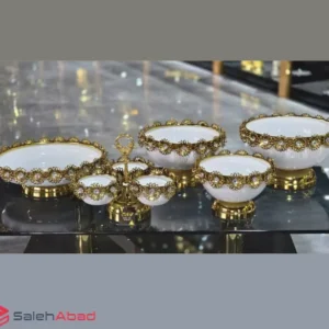 فروش عمده ست پذیرایی فلزی 5 تکه نگین دار