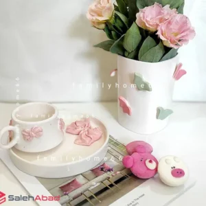 فروش عمده فنجان و زیره سرامیکی طرح پاپیون