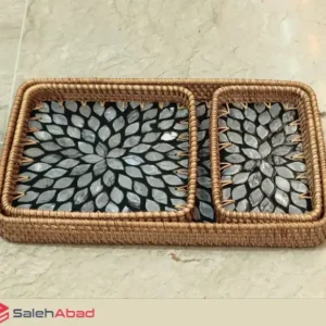 فروش عمده سینی حصیری مستطیلی 3 تکه