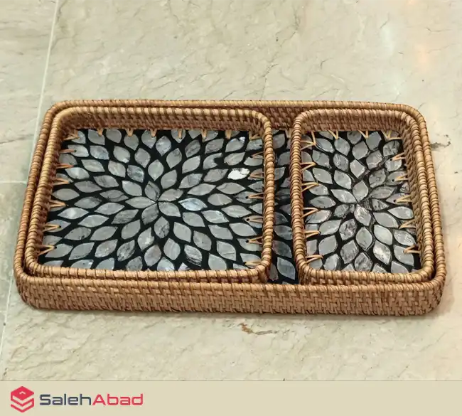 فروش عمده سینی حصیری مستطیلی 3 تکه