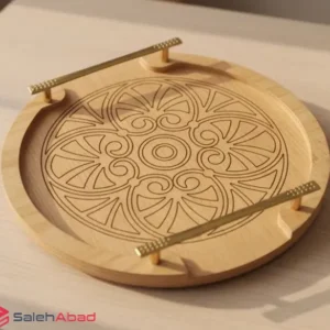 فروش عمده سینی چوبی گرد با دسته فلزی