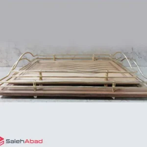فروش عمده سینی فلزی مستطیل کفه چوبی