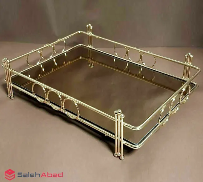 فروش عمده سینی کف آینه ای پایه دار طرح پیانو