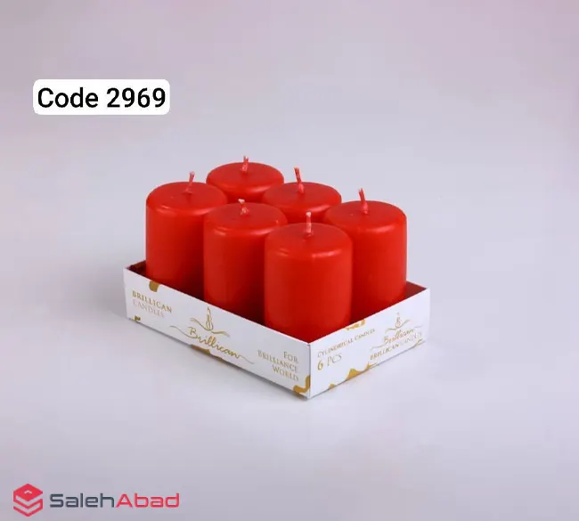 فروش عمده شمع استوانه قرمز 6 عددی