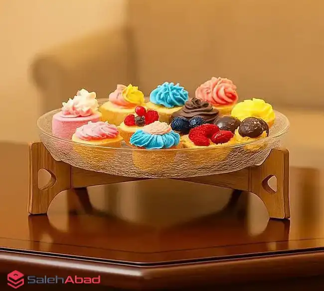فروش عمده ظرف پذیرایی شیشه ای با استند