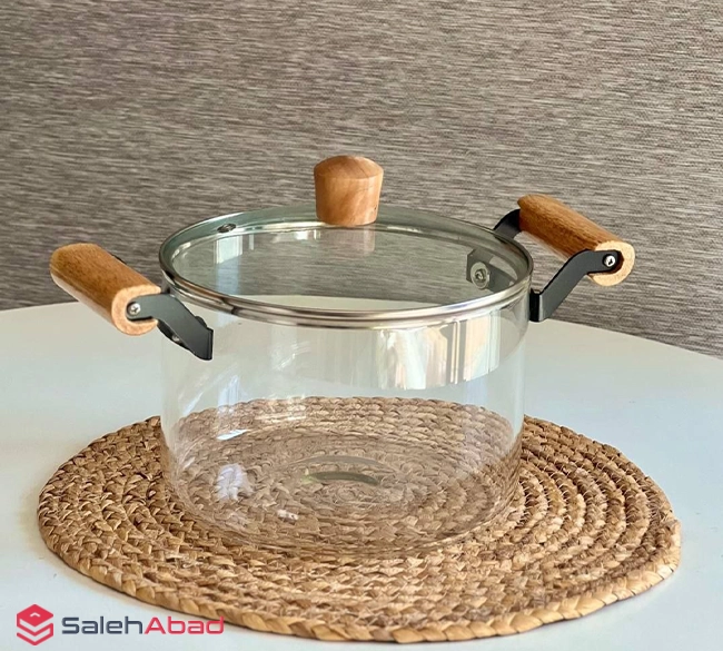 فروش عمده قابلمه پیرکس دسته چوبی