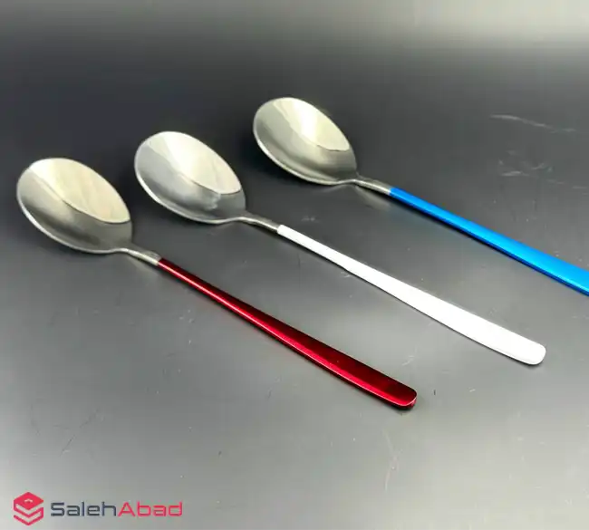 فروش عمده قاشق استیل دسته رنگی