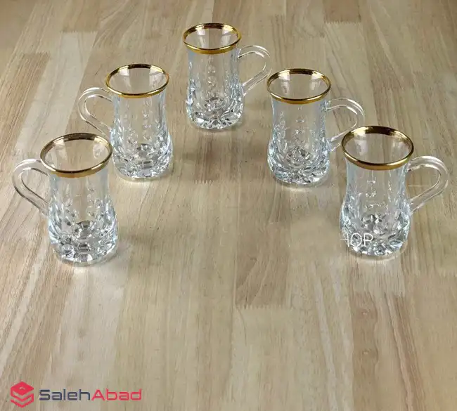فروش عمده لیوان چای خوری لب طلایی 6 تایی