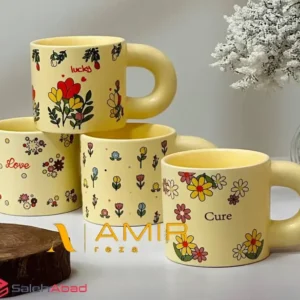 فروش عمده ماگ دسته تپل طرح گلدار