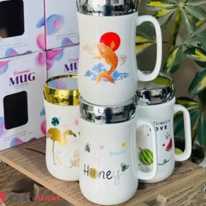 فروش عمده ماگ درب آینه ای سرامیکی سفید