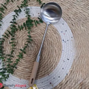 فروش عمده ملاقه استیل با دسته چوبی
