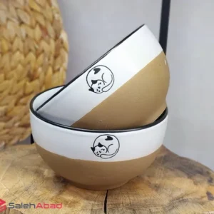 فروش عمده کاسه سرامیکی دو رنگ طرح گربه