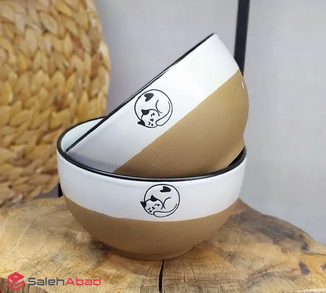 فروش عمده کاسه سرامیکی دو رنگ طرح گربه