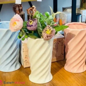 فروش عمده گلدان سرامیک رنگی شیار دار