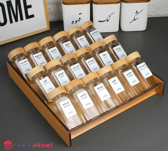 فروش عمده استند ادویه کشویی چوبی