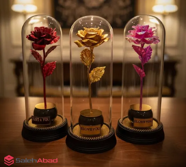 فروش عمده حباب شیشه فلکسی گل رز مصنوعی