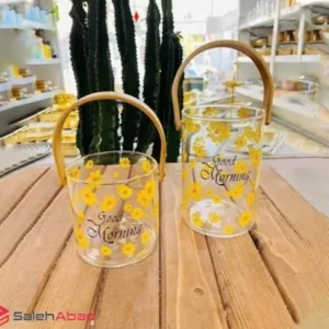فروش عمده یخدان پیرکس دسته چوبی گلدار