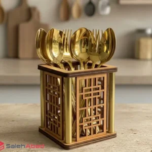 فروش عمده جا قاشقی چوبی مکعبی مدل هیوا