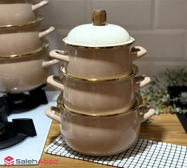 فروش عمده ست قابلمه لعابی رنگی 3 عددی