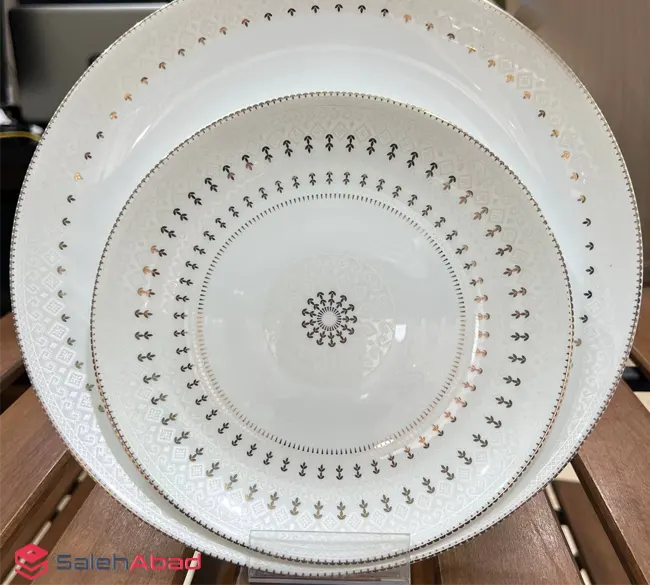 فروش عمده ست 26 پارچه گرد طلاکوب مقصود
