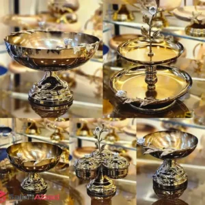 فروش عمده ست پذیرایی فلزی گل لاله 5 تکه