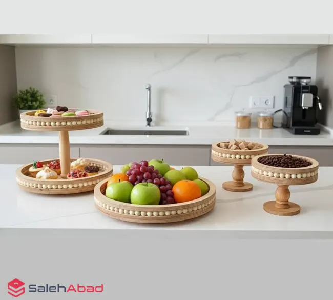 فروش عمده ست پذیرایی چوبی گرد مهره دار