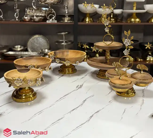 فروش عمده ست پذیرایی چوبی شکوفه 5 تکه