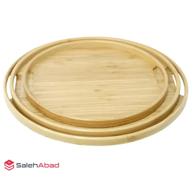 فروش عمده سینی چوبی بامبو گرد 3 سایز