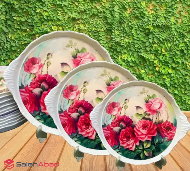 فروش عمده سینی ملامین گرد گلدار 3 سایز