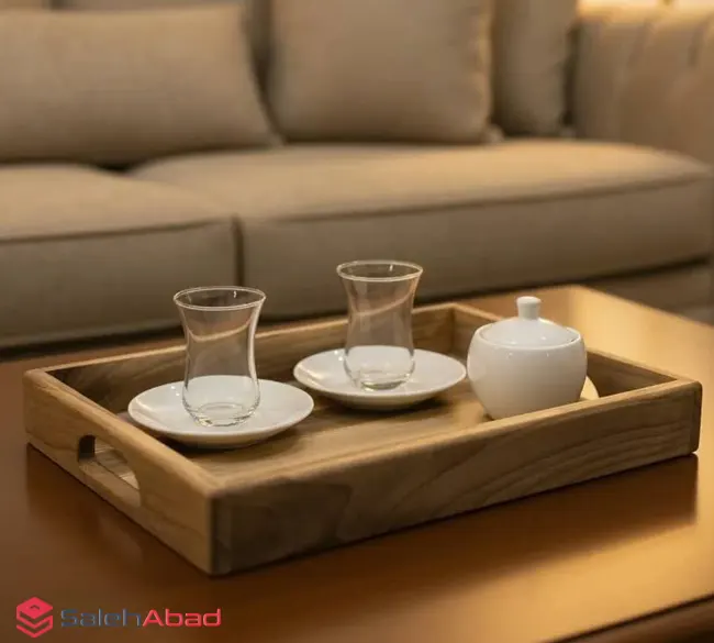 فروش عمده سینی چوب گردو مستطیل دسته دار